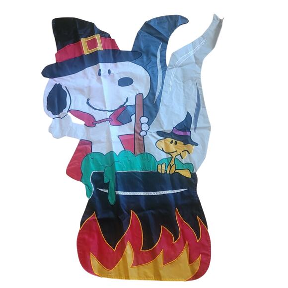Vintage Cauldron Snoopy and Woodstock Two Sided Hanging Flag Large - Picture 1 of 11